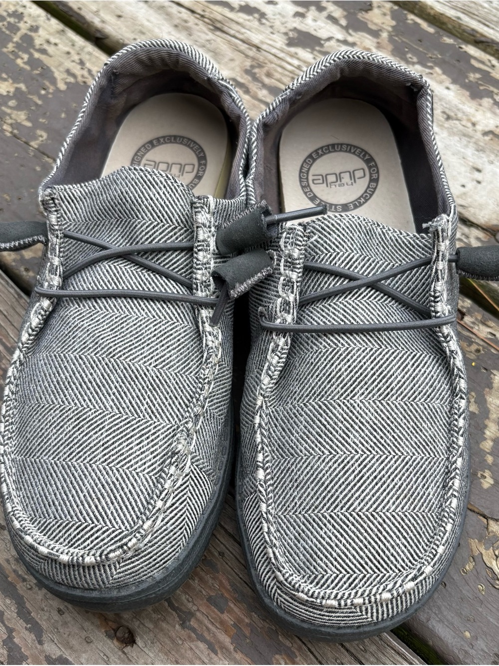 Hey Dude Wally Herringbone Slip-On Shoes, Gray Women’s 7